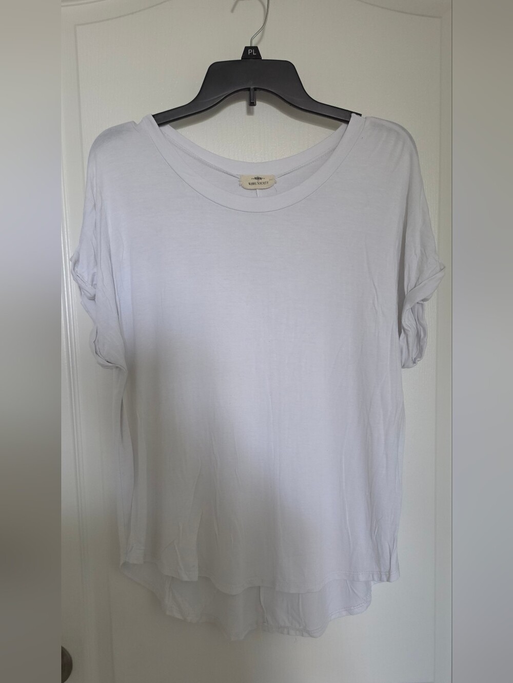 Rebel Society Soft White Short-Sleeve Crewneck Tee Size Large